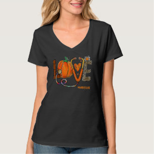 Love Nurse Pumpkin Leopard Fall Halloween Thanksgi T-Shirt