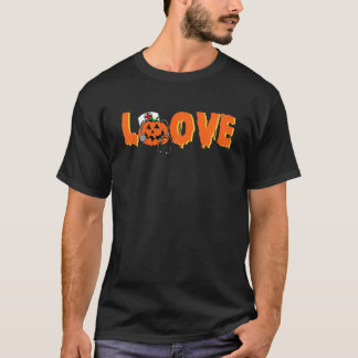 Love Nurse Stethoscope Pumpkin Halloween Happy Hal T-Shirt