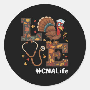 Love Nurse Thanksgiving Cna Certified Nursing Ista Classic Round Sticker