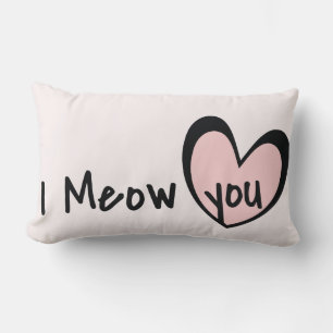 Love Nursery Decor,Cute Pink heart, I meow you Lumbar Cushion