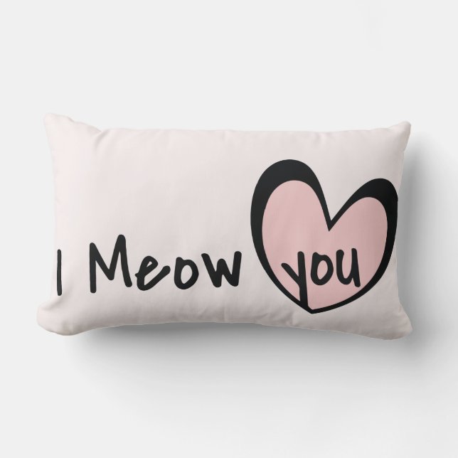 Love Nursery Decor,Cute Pink heart, I meow you Lumbar Cushion (Front)