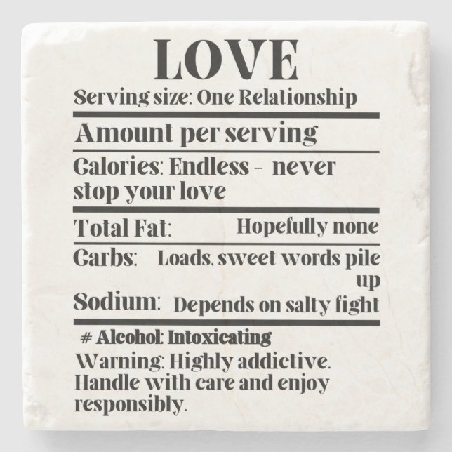 Love - Nutrition facts.w Stone Coaster (Front)