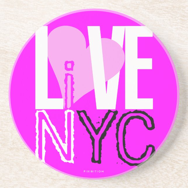 Love NYC Live In NYC Coaster Pink 3 (Front)