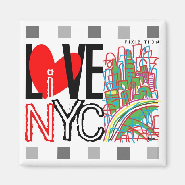 Love NYC & Live In NYC Square Magnet (Front)