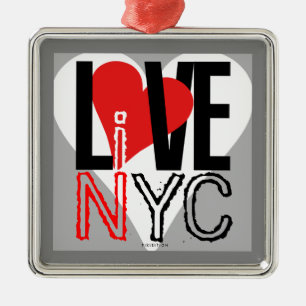 Love NYC Live In NYC Square Ornament Grey