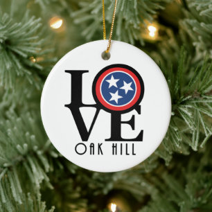 LOVE Oak Hill Tennessee Ceramic Tree Decoration