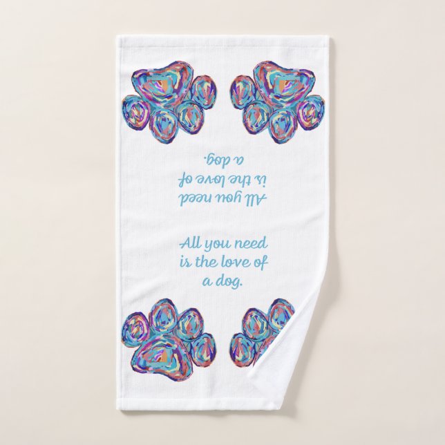Love Of A Dog Paw Print Hand Towel (Hand Towel)