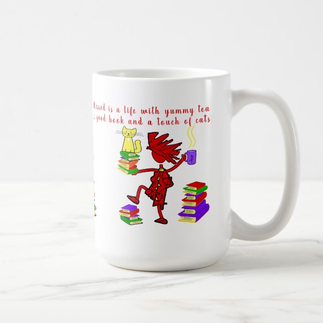  Love of Books Tea Cats Coffee Mug (Right)