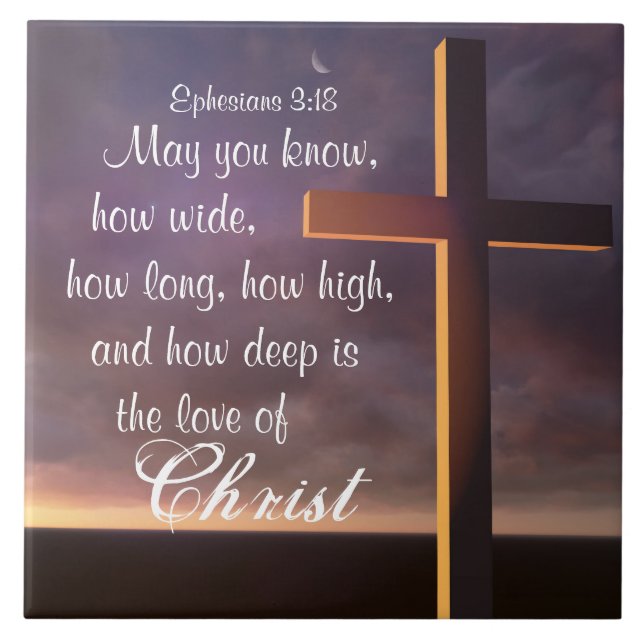 Love of Christ Bible Verse and Cross Ceramic Tile (Front)