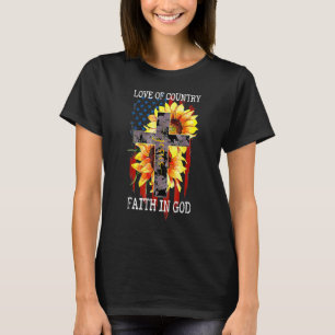 Love Of Country Faith In God 4th July Christ Cross T-Shirt