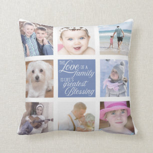 Love of Family   8 Square Photos Custom Colour Cushion