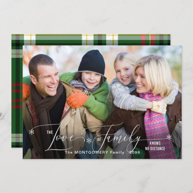Love of Family Snowflake Typography Photo Holiday Card (Front/Back)