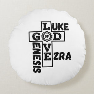 Love Of God Biblical Crossword Round Cushion