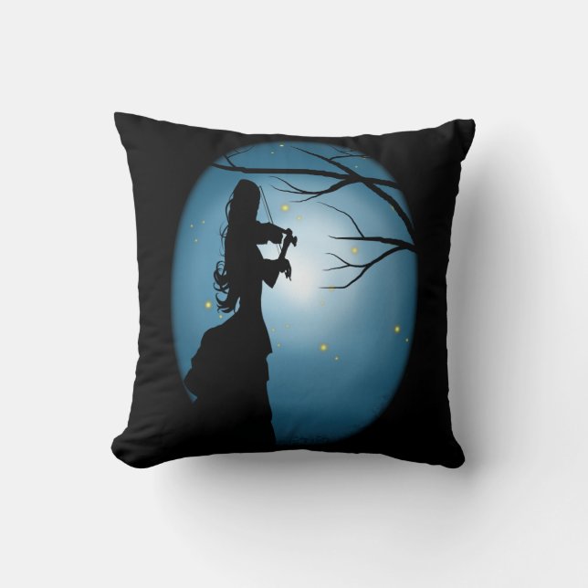 Love Of Music, Lady Playing A Violin Cushion (Front)