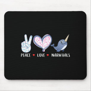 Love of peace narwhale for girls boys children mouse mat