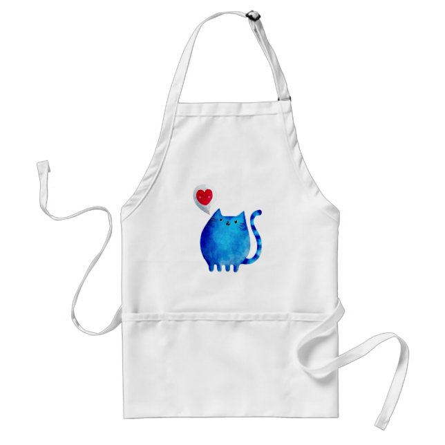 Love of The Blue Kitty Cat Standard Apron (Front)