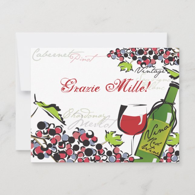 Love of Wine and Grape Note Card (Front)