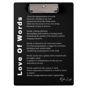 Love Of Words poem poetry wall art poster black Clipboard
