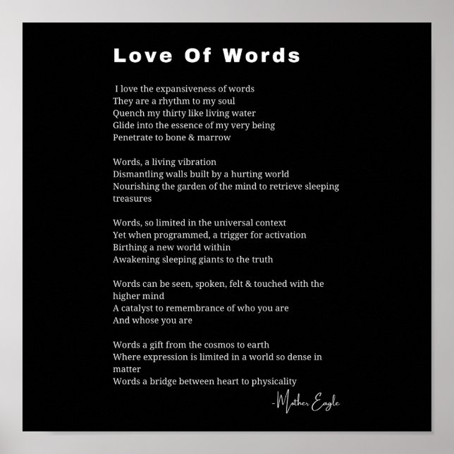 Love Of Words writer poem poetry wall art poster (Front)