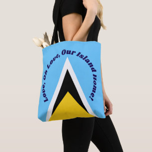 Love Oh Love   Saint Lucia Anthem Phrase Blue Text Tote Bag