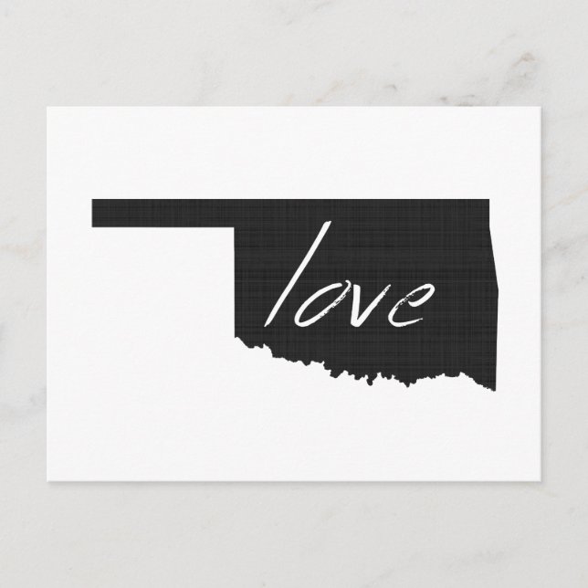 Love Oklahoma Map Shaped Antique Black Chalkboard Postcard (Front)