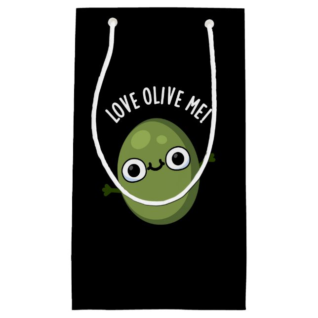 Love Olive Me Funny Food Pun Dark BG Small Gift Bag (Front)