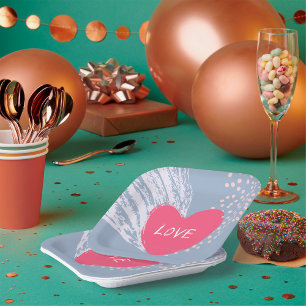 Love On A Heart Paper Plate