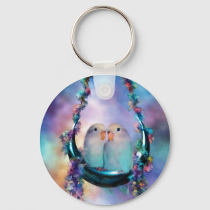 Love On A Moon Swing Art Keychain