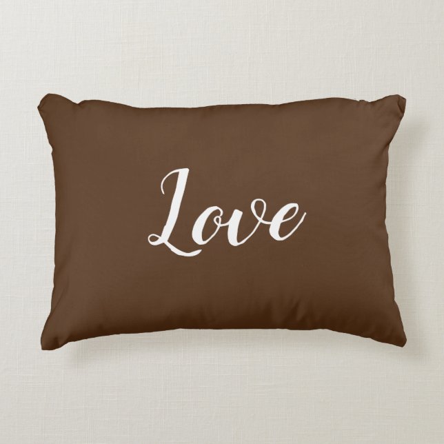 "Love" on Brown & White Accent Pillow (Front)