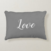 "Love" on Grey & White Accent Pillow