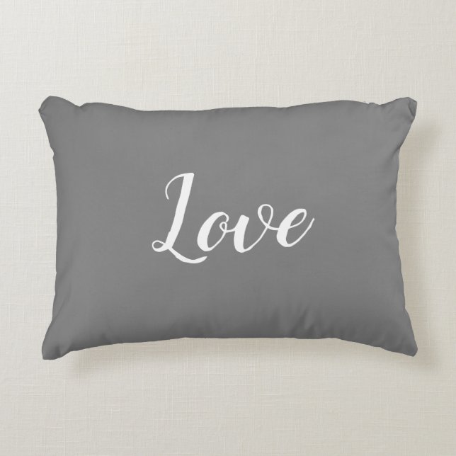 "Love" on Grey & White Accent Pillow (Front)