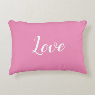 "Love" on Pretty Pink & White Accent Pillow