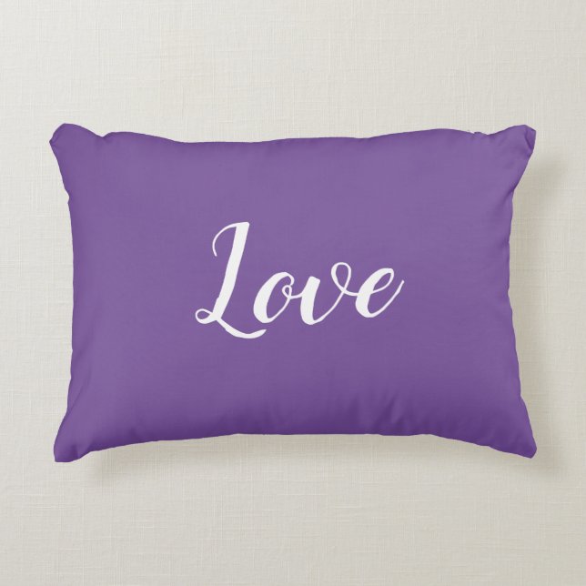 "Love" on Pretty Purple Accent Pillow (Front)