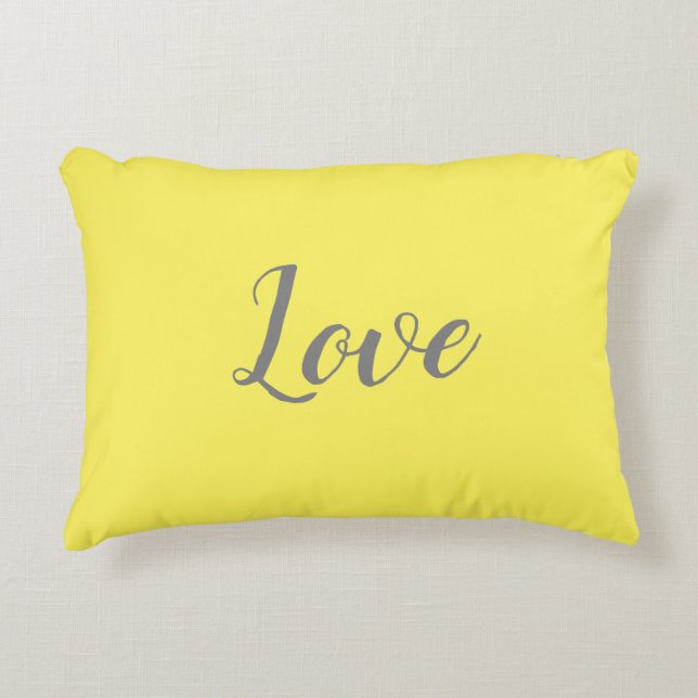 "Love" on Pretty Yellow Accent Pillow (Front)