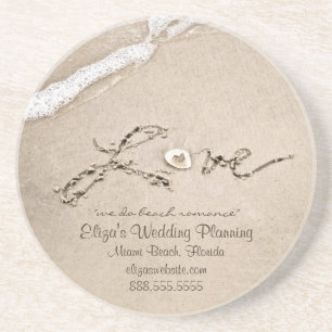 Love on the Beach Wedding Business Coasters