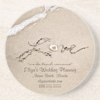 Love on the Beach Wedding Business Coasters