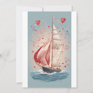 Love on the Horizon: Valentine's Day Sailboat Gree Holiday Card