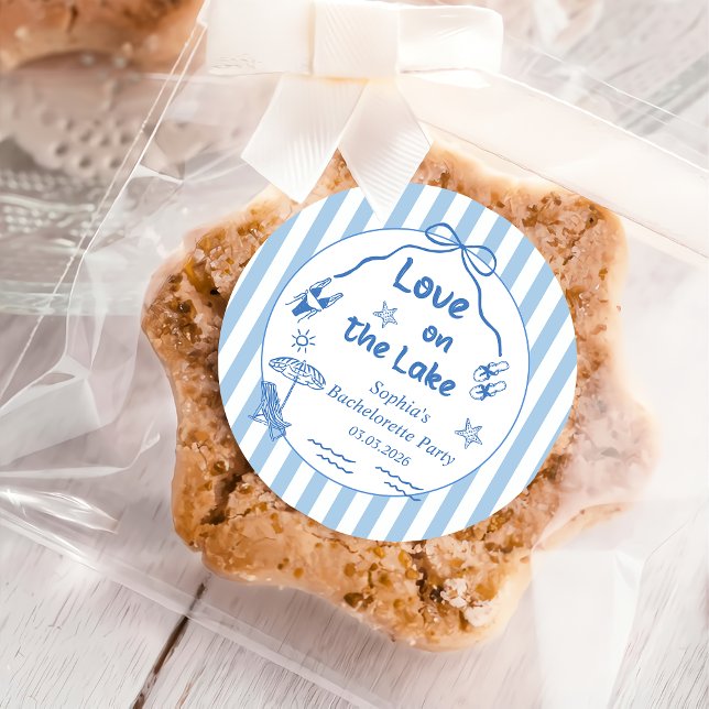 Love On The Lake Bachelorette Party Classic Round Sticker (Creator Uploaded)