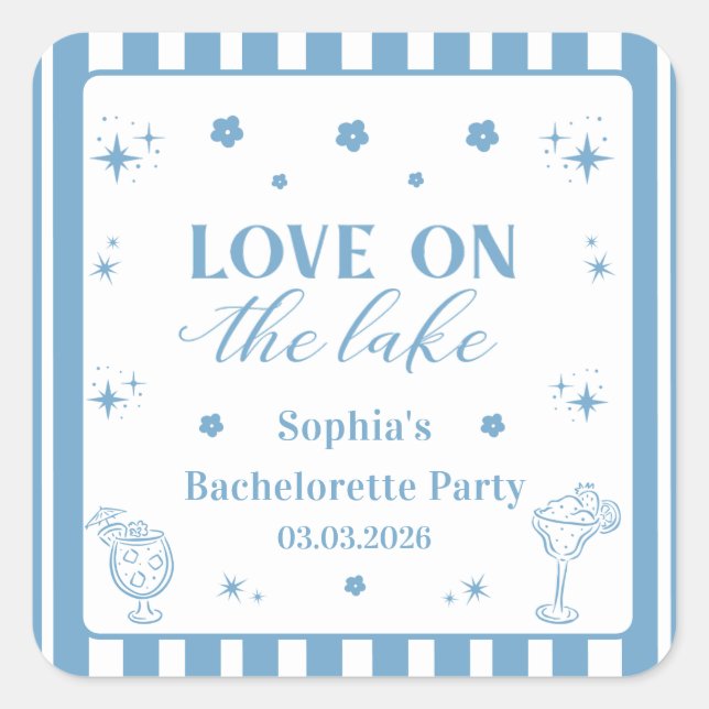 Love On The Lake Bachelorette Party  Square Sticker (Front)