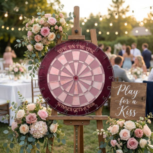 Love On The Line Pink Marble Romantic Couple’s Dartboard