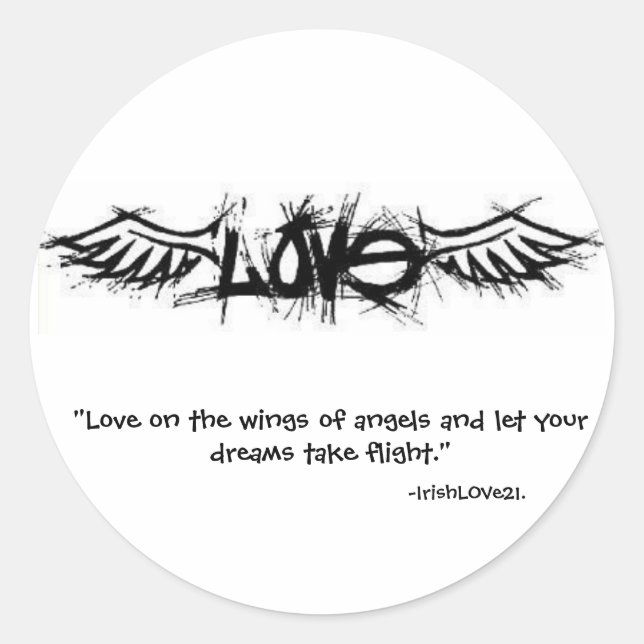 Love on the wings... classic round sticker (Front)