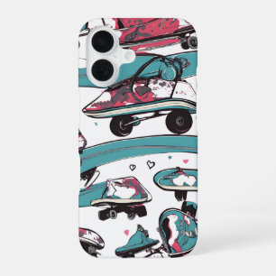 Love on Wheels – Cool Skateboarding Heart Design   iPhone 16 Case