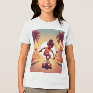 Love on Wheels – Cool Skateboarding Heart Design Tri-Blend Shirt