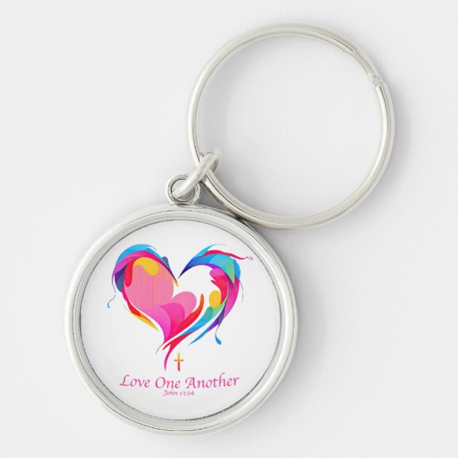 Love One Another Bible Verse John 1334  Key Ring (Front)