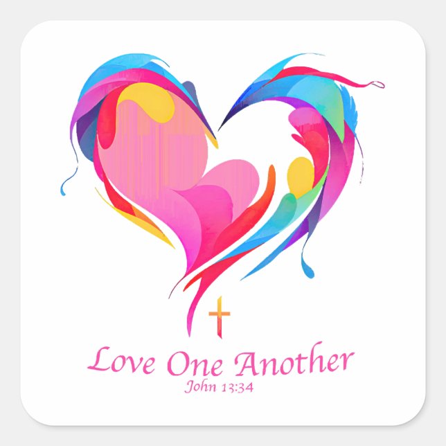 Love One Another Bible Verse John 1334  Square Sticker (Front)