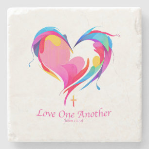 Love One Another Bible Verse John 1334 Stone Coaster