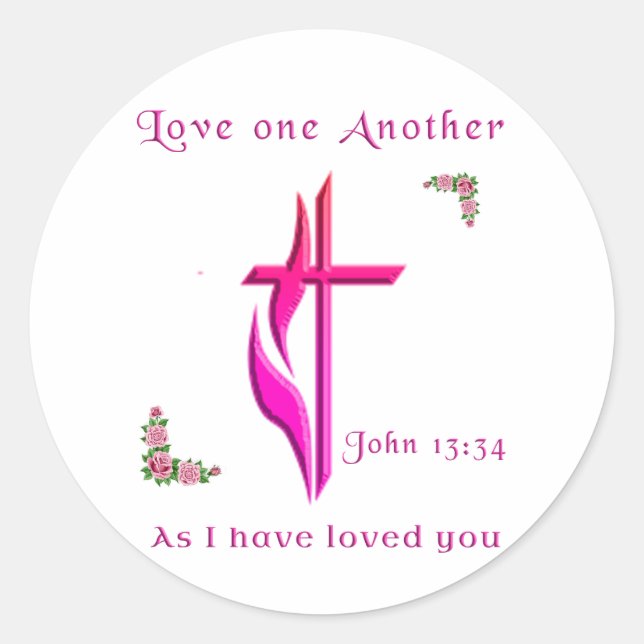 Love one another classic round sticker (Front)