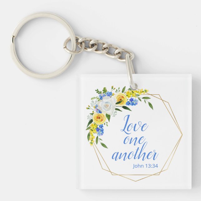 Love One Another Floral Key Ring (Front)