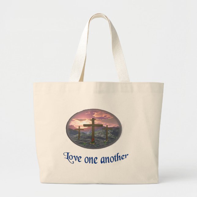 Love one another large tote bag (Front)