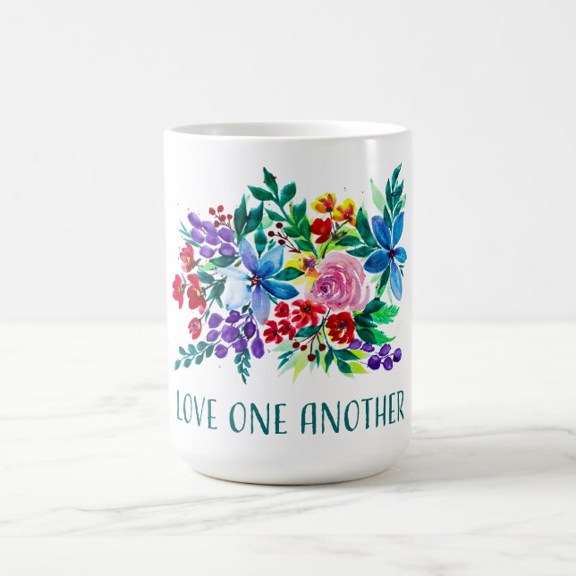 Love One Another Phoebe Floral Inspirational Coffee Mug (Center)